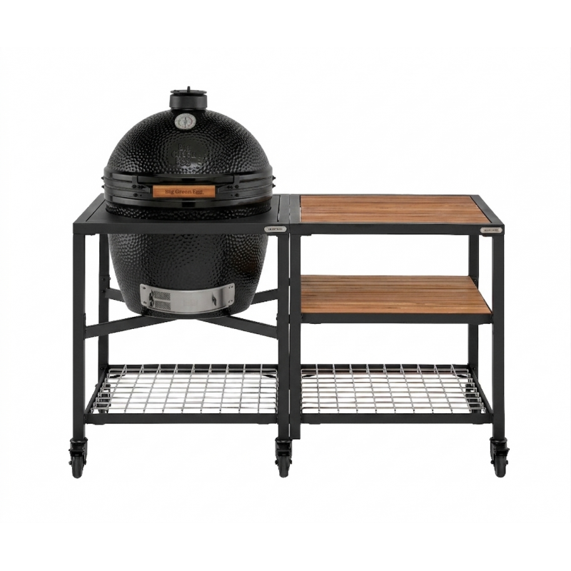 Big Green Egg EGG XLarge The Onyx sur table modulaire et meuble 3 étagères