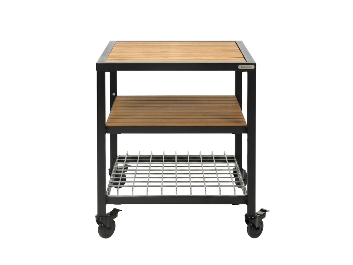 Big Green Egg Meuble d’extension 2 plateaux acacia + 1 plateau grille + 2 roues