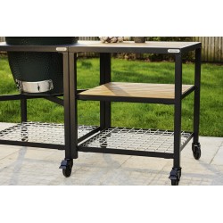 Big Green Egg Meuble d’extension 2 plateaux acacia + 1 plateau grille + 2 roues - Image 2