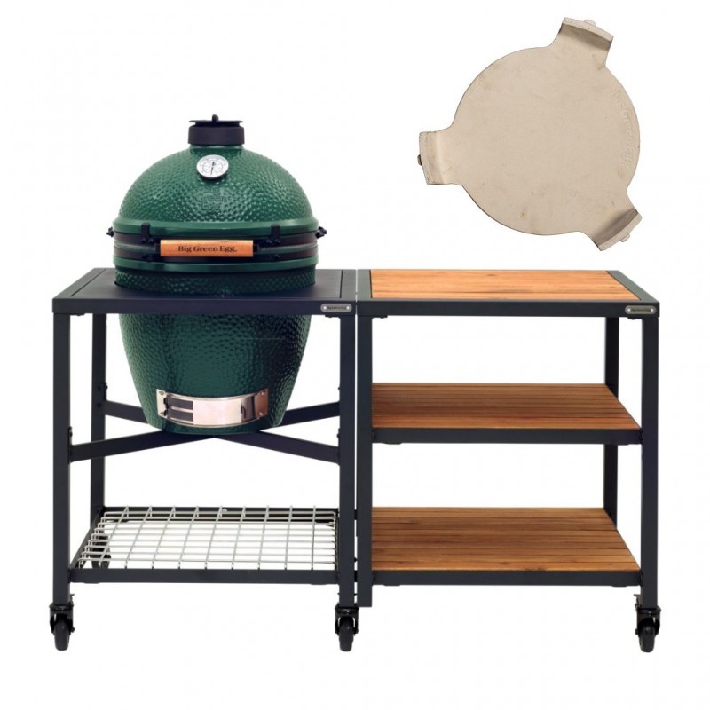 Big Green Egg Medium - Table modulaire et meuble 3 étagères  acacia