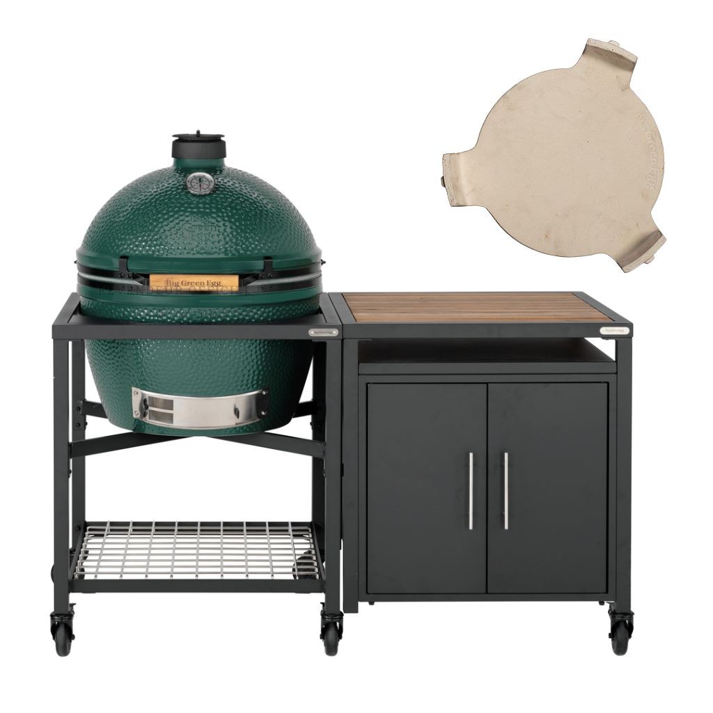 Big Green Egg XLarge - Table modulaire avec Meuble placard plateau acacia
