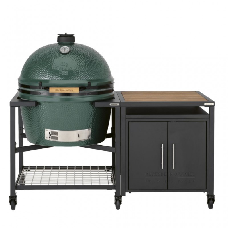 Big Green Egg 2XL - Table modulaire avec  Meuble placard plateau acacia