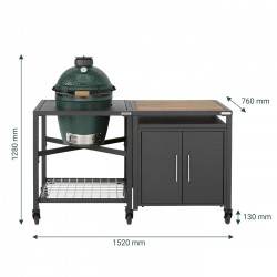 Big Green Egg Medium - Table modulaire avec Meuble placard plateau acacia - Image 2